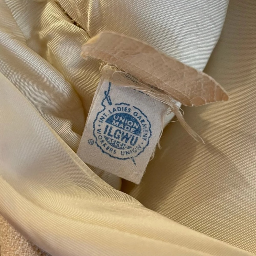 Vintage 1960s Pierre Cardin Space Age Geometric Print Beige Dress - Picture 11 of 11